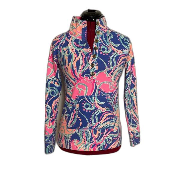 Lilly Pulitzer Captain Popover Size XXS Iris Blue Jellies Be Jammin Print - Picture 4 of 13